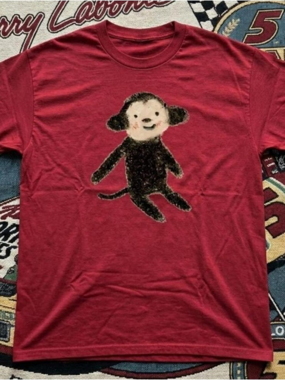 Whimsical Monkey T Shirt Cute Graphic Red Tee